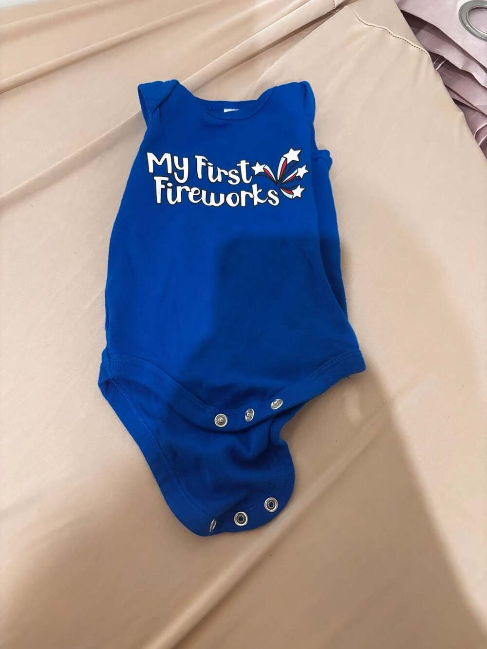 Okie Dokie My First Fireworks Bodysuit Size 6M Blue Cotton Patriotic